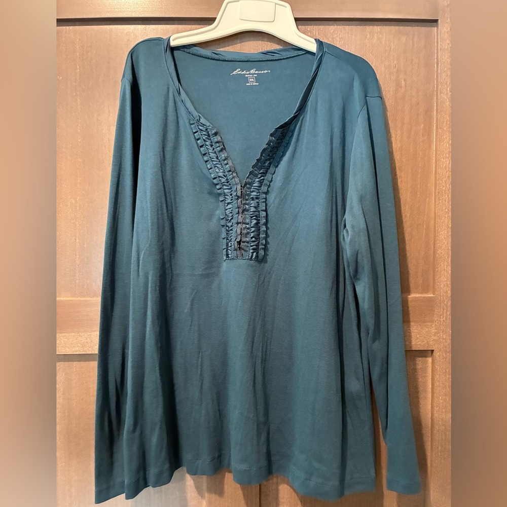 Eddie Bauer Women's Deep Teal Long Sleeve Top